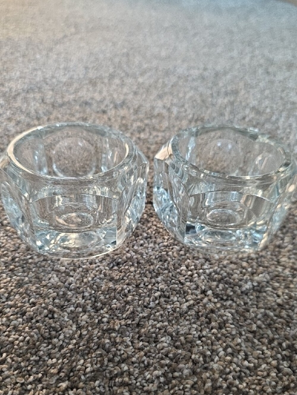 Art Deco Elements Elegant Crystal Glass Round Edged Taper Candle Holder 2 Pc